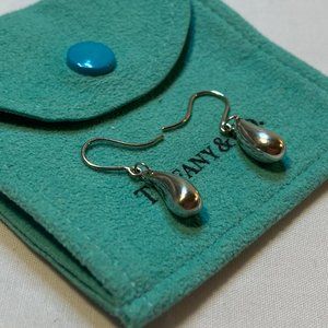 Tiffany & Co. Sterling Silver Elsa Peretti Teardrop Dangle Drop Earrings